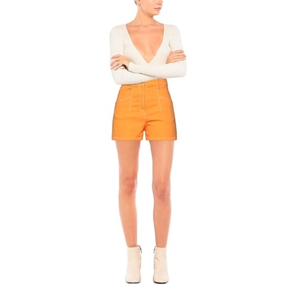 Patrizia Pepe Orange Spray Denim Trouser Shorts - Size 27 - Picture 2 of 8